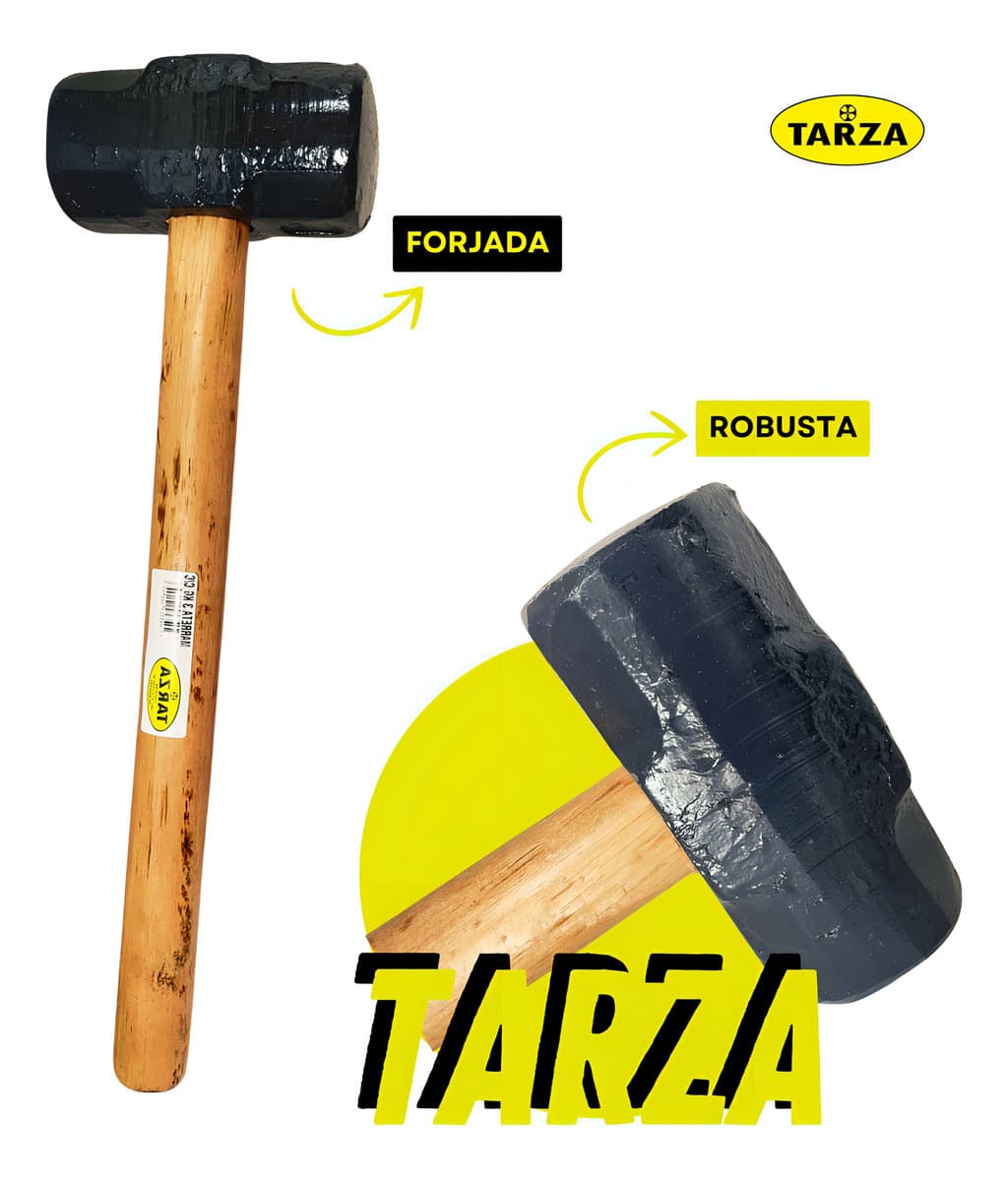 Marreta Rústica Forjada 3 Kg Tarza Com Cabo