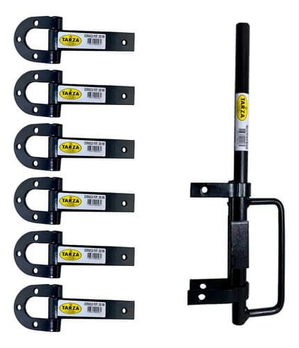 6un Dobradiça 140mm - 1un Tranca Metralhadora Tarza