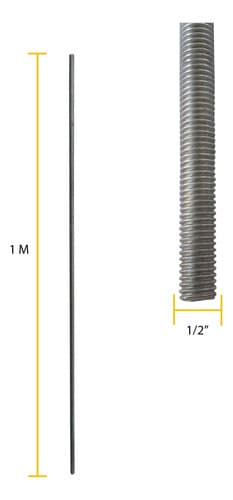 30u Barra Roscada Rosqueada 1/2 X 1 Metro Galvanizada Tarza