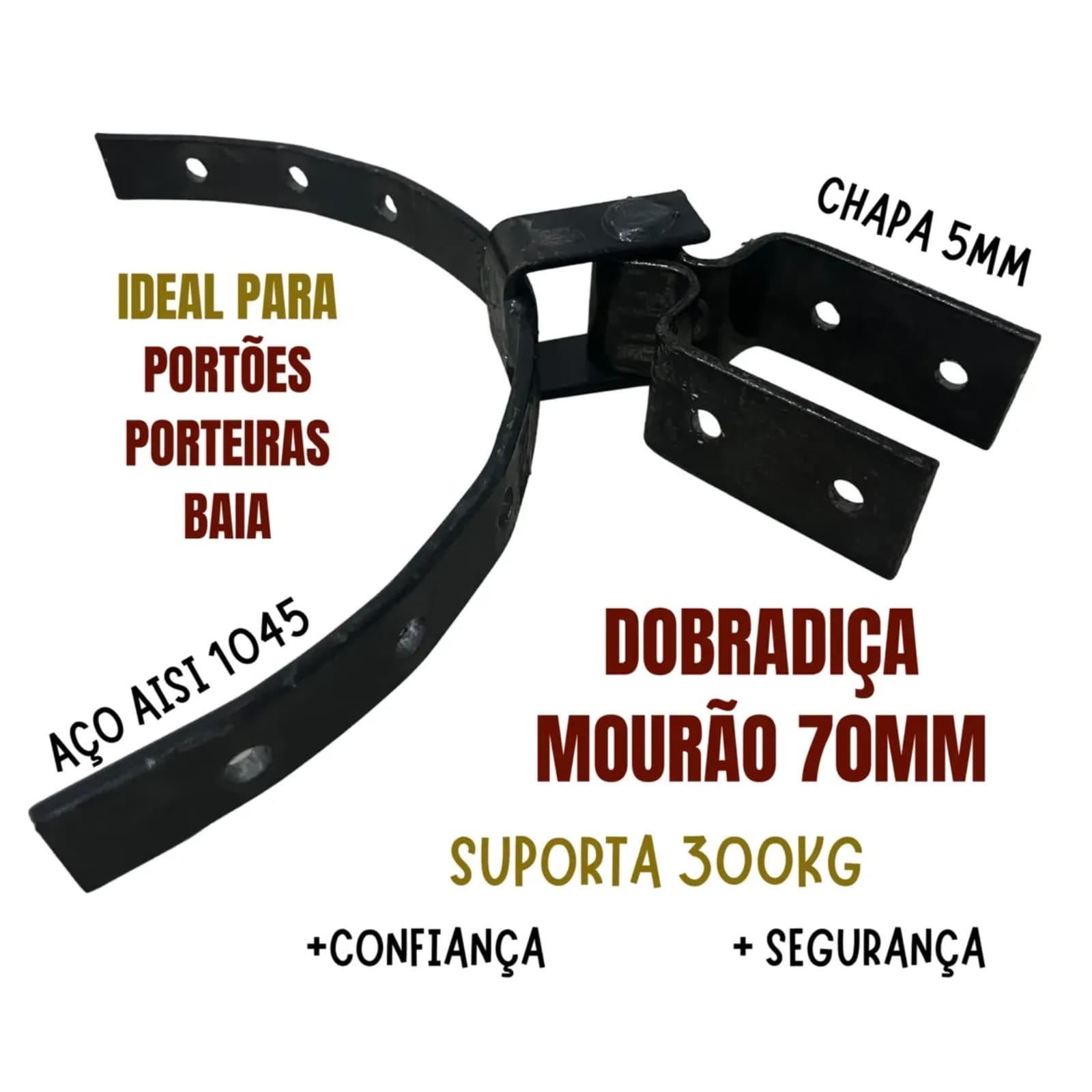 Dobradiça Para Porteira Mourão Forjada Tarza 70mm