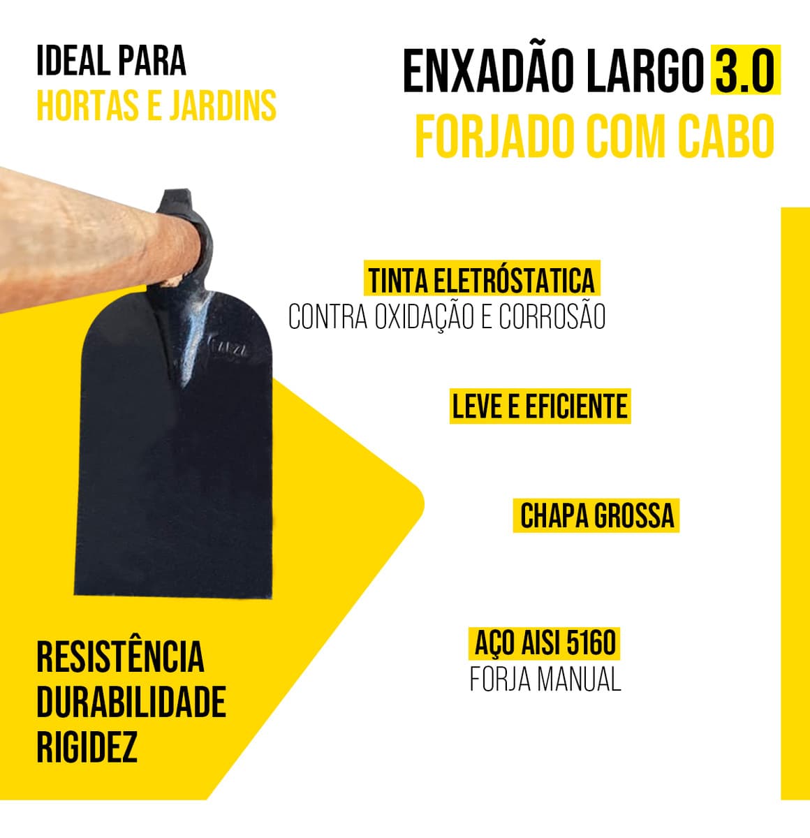 Enxadão Largo Forjado Tarza 3,0 Com Cabo