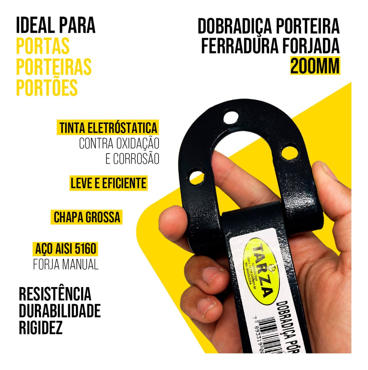 Dobradiça Para Porteira Ferradura Forjada 200mm Tarza
