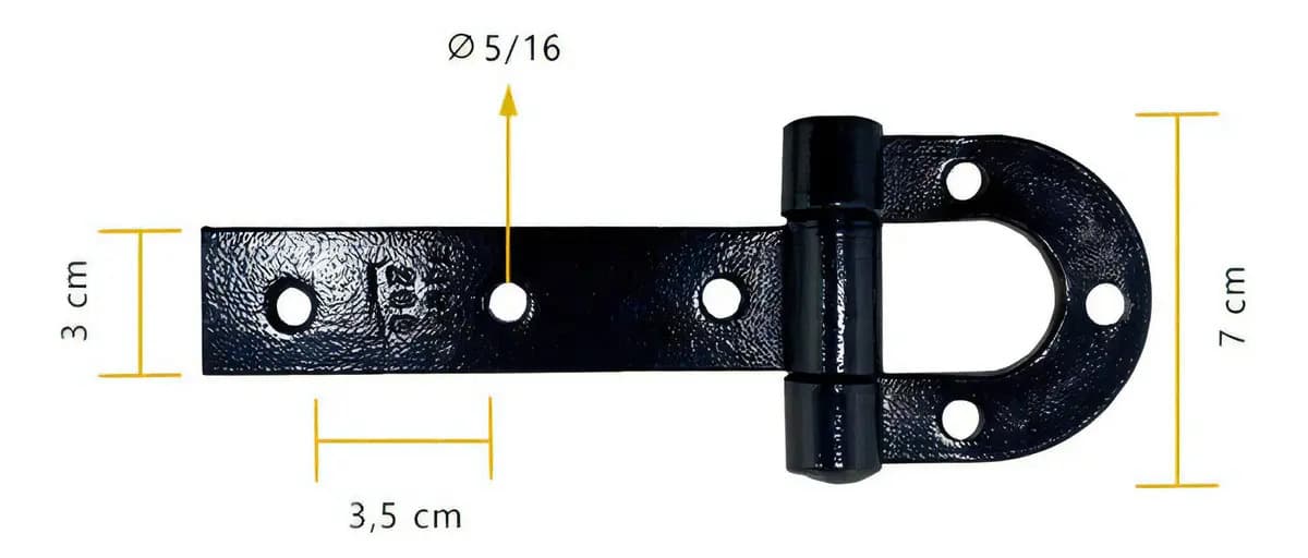 Kit 6 Dobradiça Para Porteira Ferradura Forjada 200mm Tarza