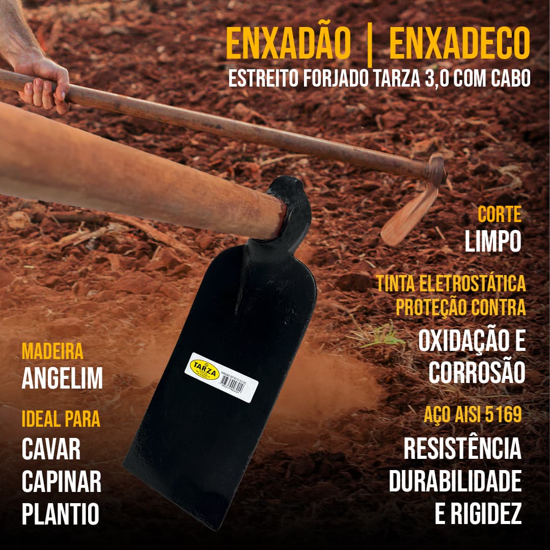 Enxadão Estreito Forjado Tarza 3,0 Com Cabo
