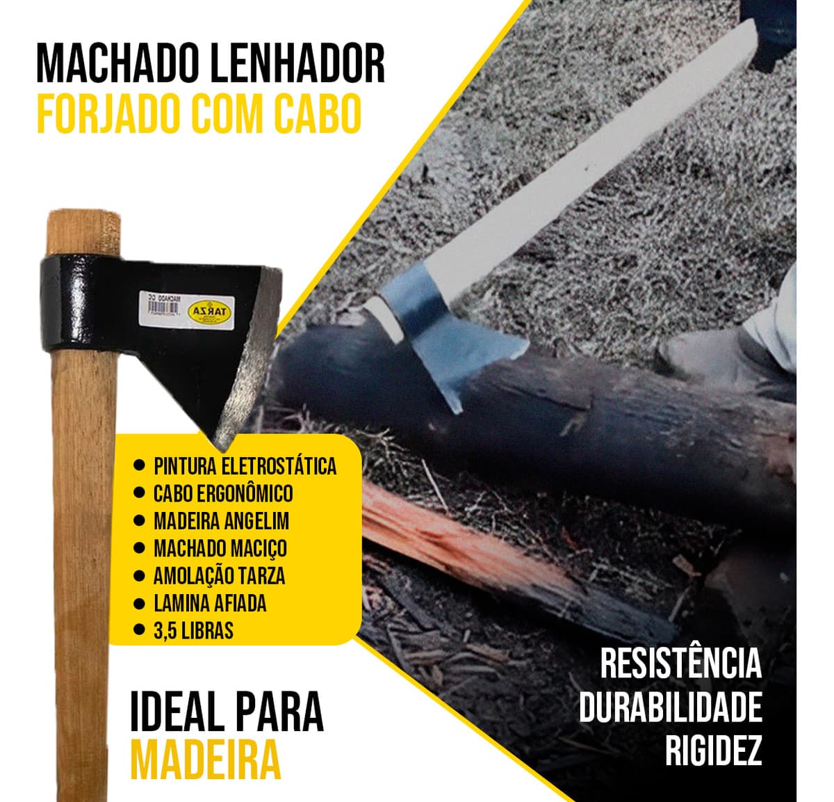 Machado Lenhador Maciço Forjado Com Cabo Tarza