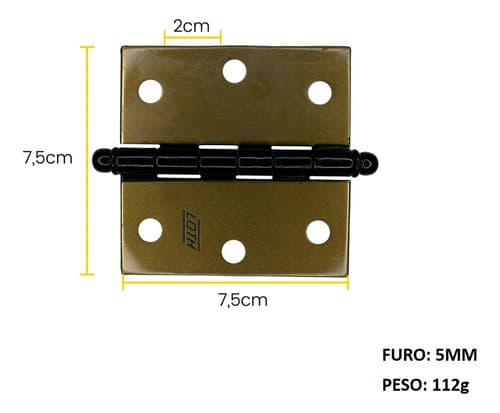 6 Un Dobradiça Flo Pino Bola 3 X 3cm Porta Janela + Parafuso