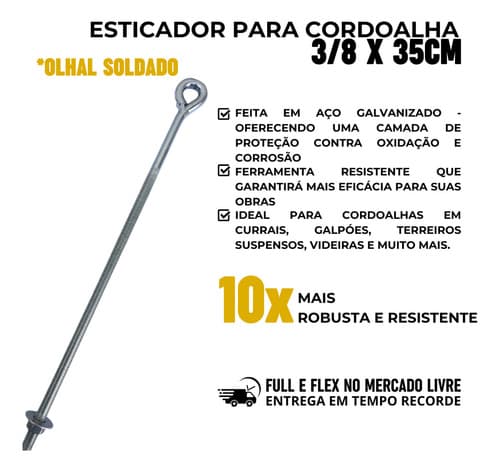Esticador Para Cordoalha 3/8 X 35 Cm 4 Unidades Tarza