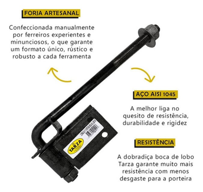 Instalação 4 Dobradiças Boca De Lobo 80mm Forjada Tarza Kit