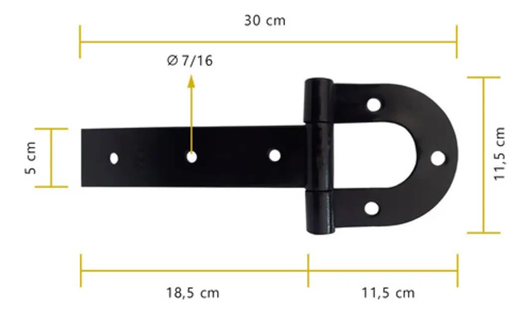 Par De Dobradiças De Porteira Ferradura Forjadas Tarza 300mm