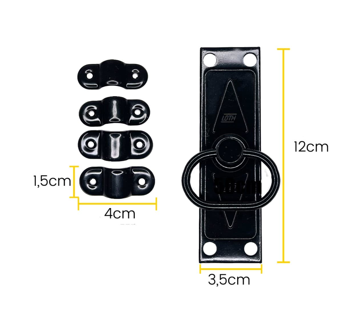 Cremona Retangular Preta Para Janela 12 Cm Loth