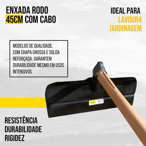 6un Enxada Rodo Terreiro Forjada 45cm Tarza Com Cabo