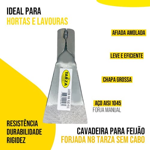Cavadeira Para Feijão N8 Forjada Tarza Prateado