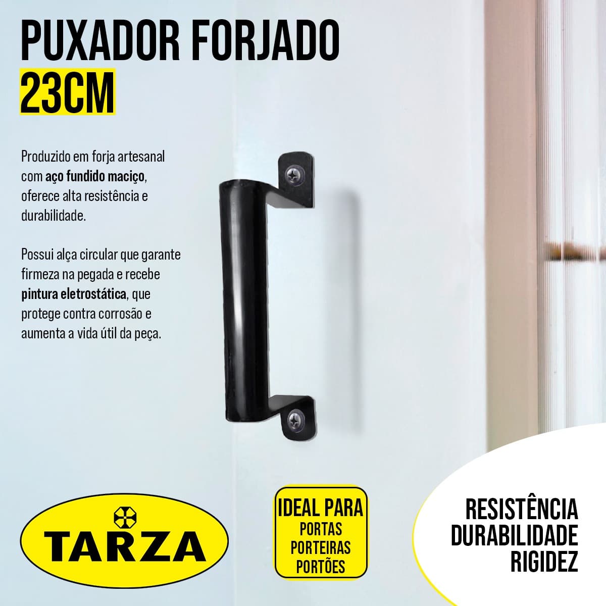 Puxador Porteira Porta Portão Reforçado Forjado