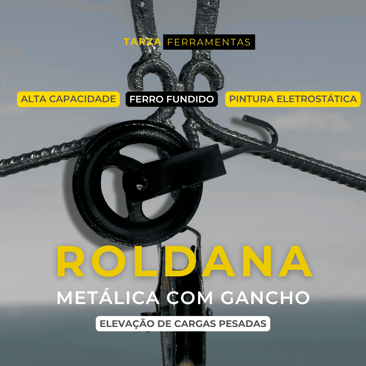 Roldana Poço Polia Carretilha Com Gancho 12cm 120kg Tarza