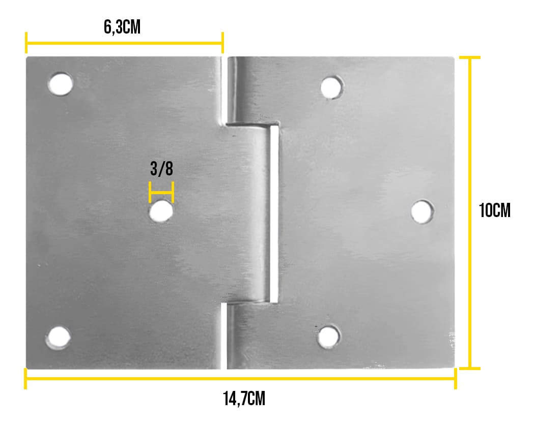 Dobradiça Quadrada Nº 02 Aço Furo 3/8 Tarza