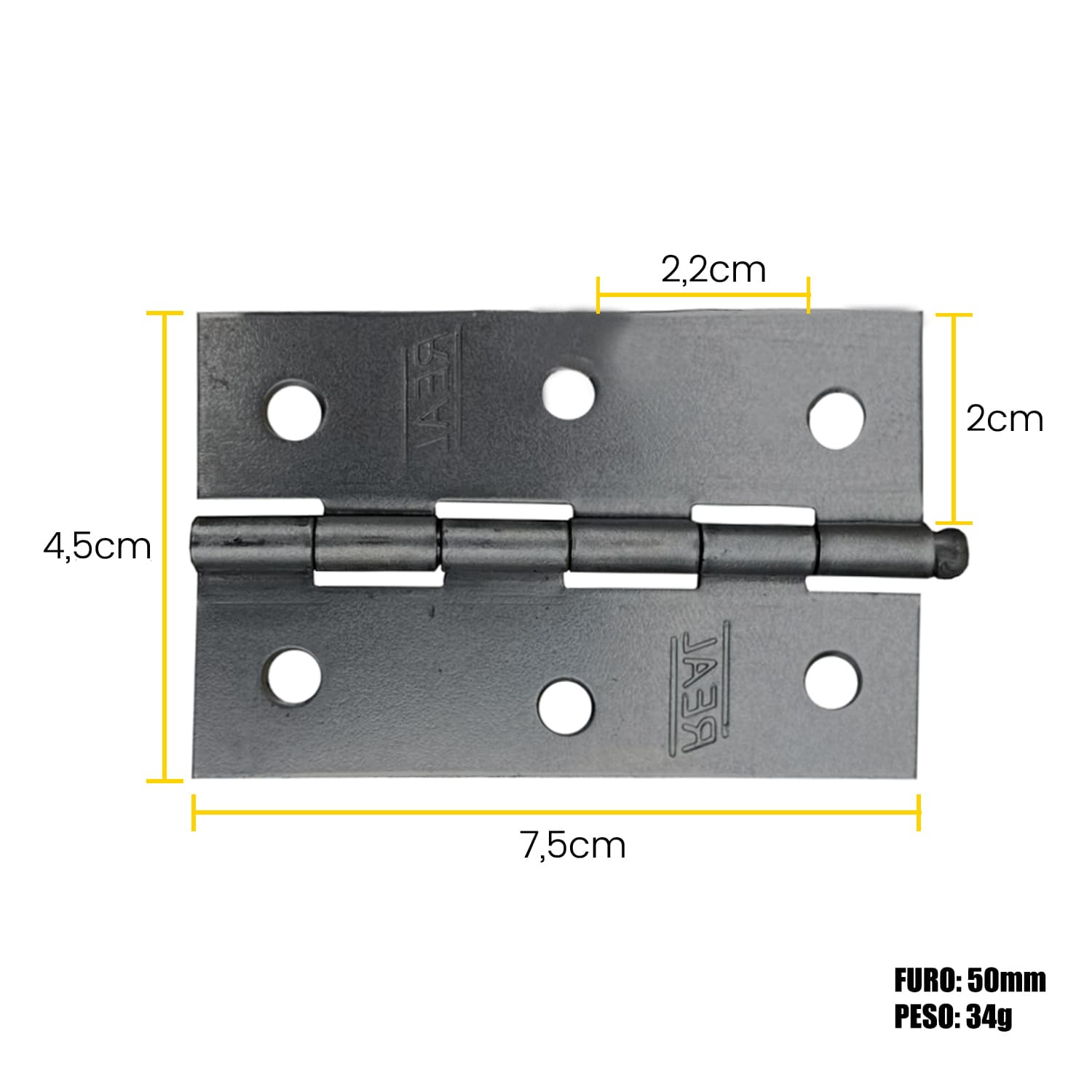 3 Un Dobradiça 3"X2.0 Pino Solto Fosca Real + Parafusos