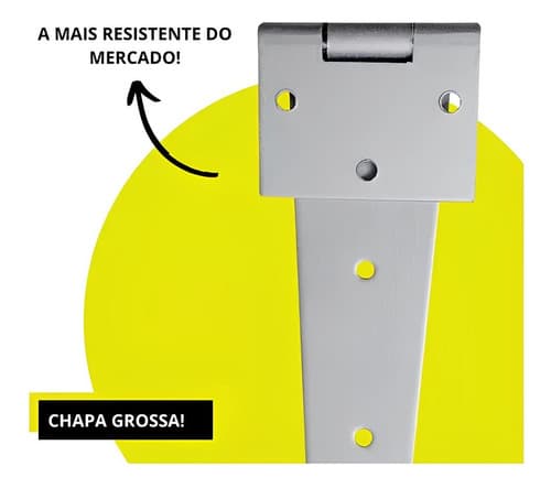 3 Dobradiça Leme Galvanizada 6 Polegadas 150mm Suporta 150kg