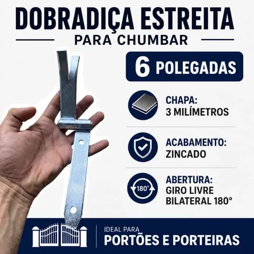 Par De Dobradiça Estreita P Chumbar 6 Polegadas Zincada