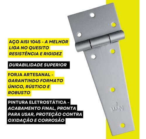 6 Un Dobradiça Leme 6  150mm Suporta 150 Kg Galvanizada