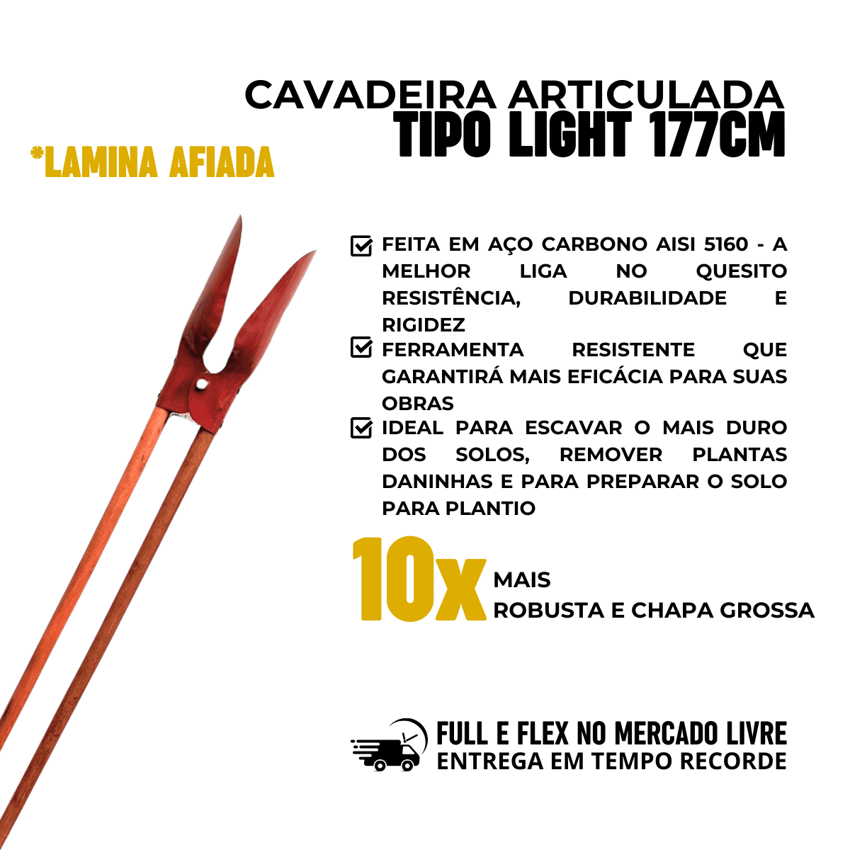 Cavadeira Articulada Tipo Light Com Cabo TARZA