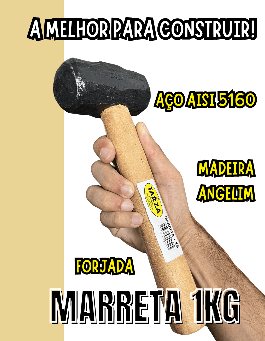 Marreta Forjada 1kg Tarza Com Cabo