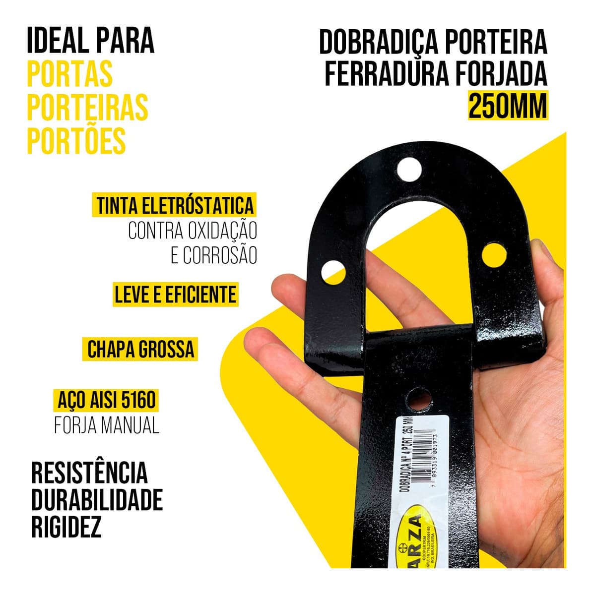 Dobradiça Para Porteira Ferradura Forjada 250mm Tarza