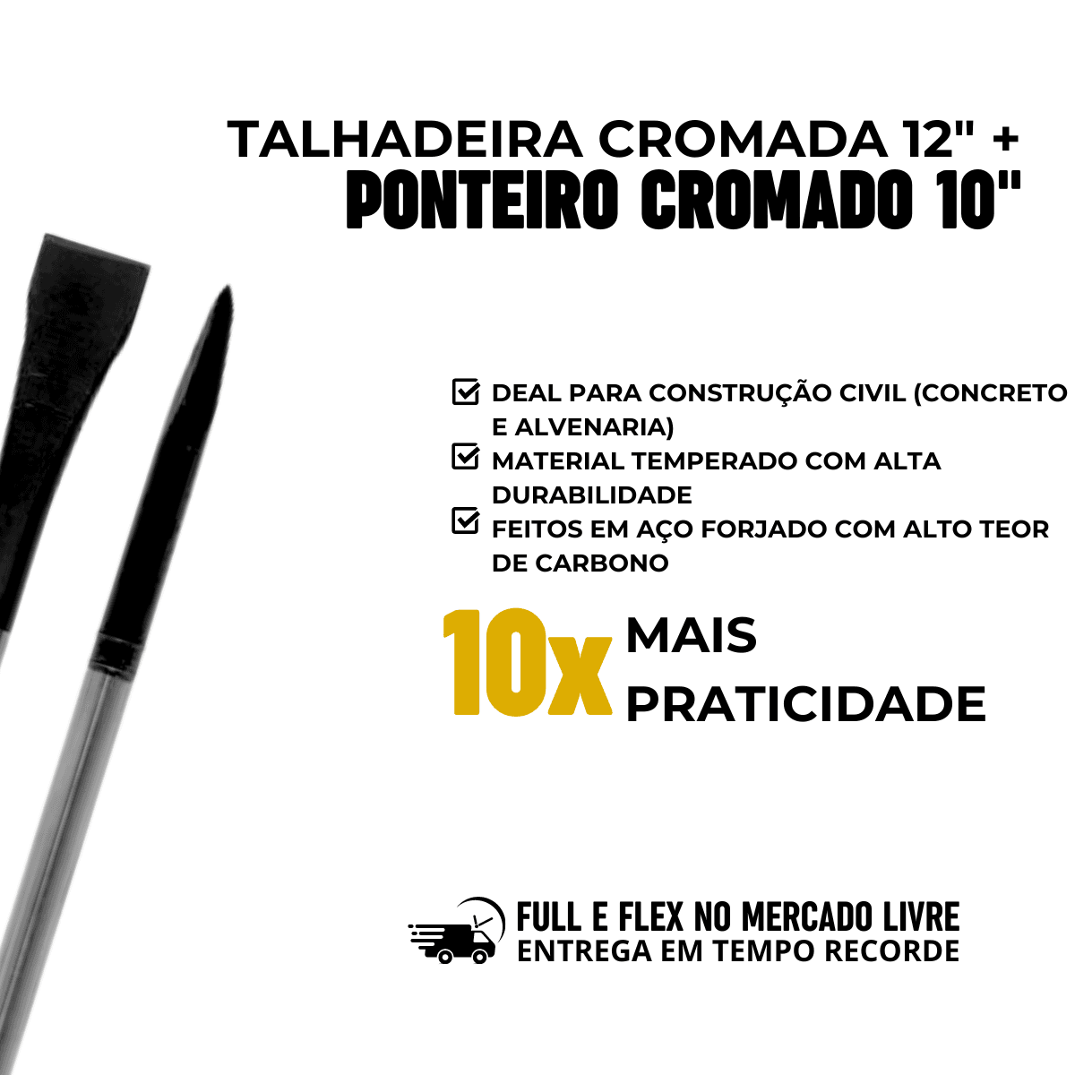 Ponteiro Cromado 1/2 x  12" Aço Forjado  TARZA