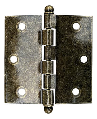 3 Un Dobradiça Pino Bola 3x3 Cm Real Ouro Velho + Parafusos