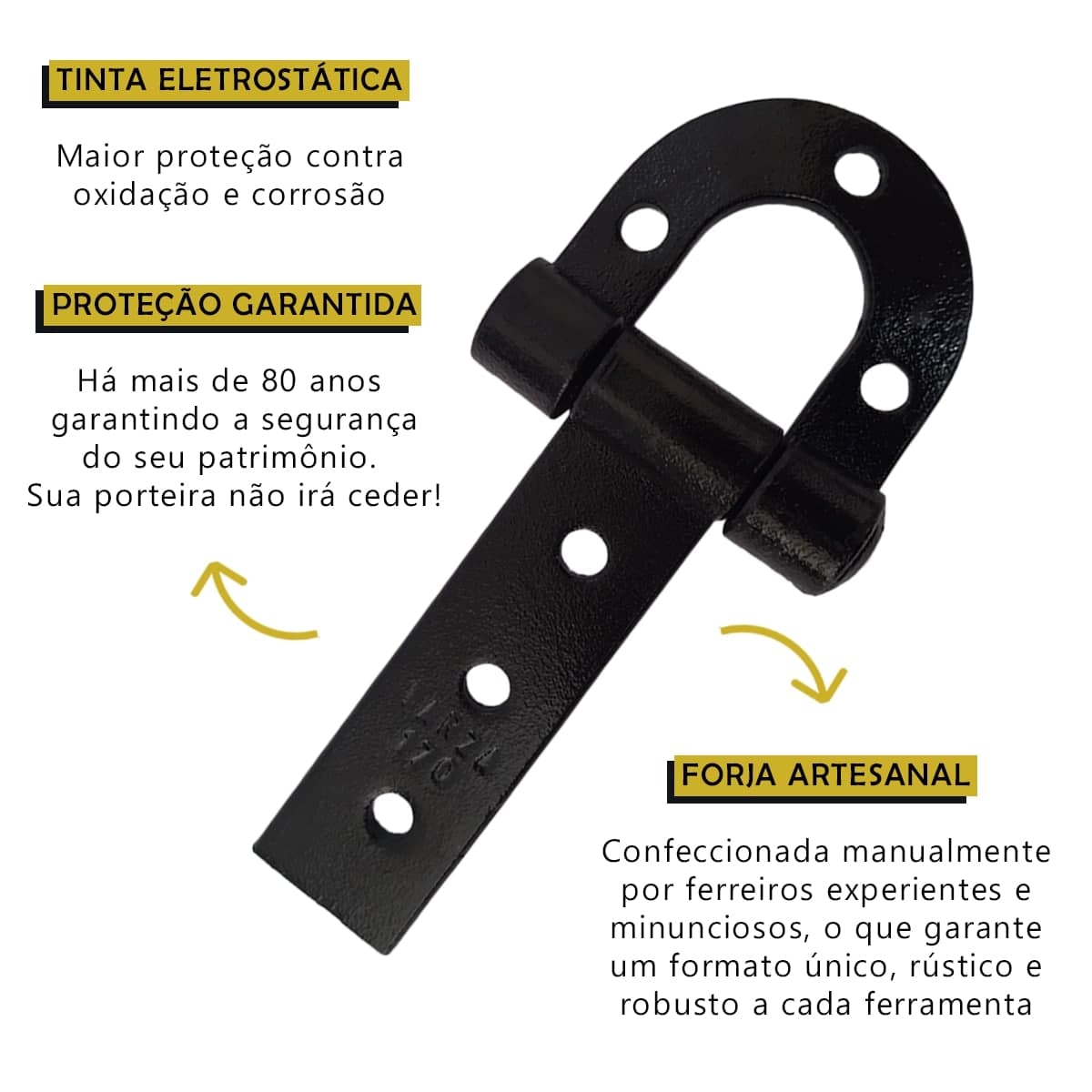 Dobradiça Porteira Ferradura Forjada 170mm Tarza 6un