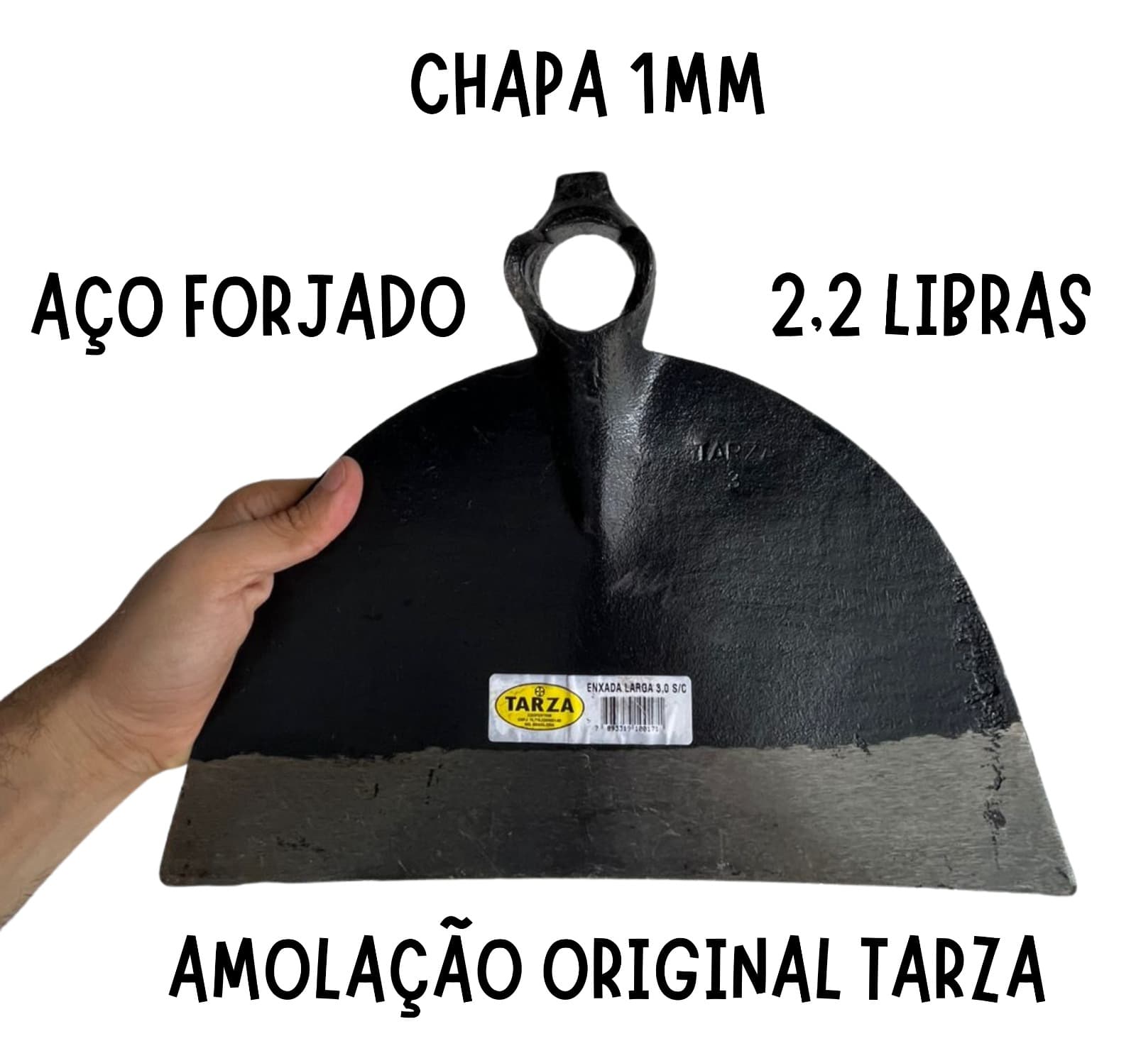 Enxada Larga Forjada 3.0 Amolada Sem Cabo TARZA
