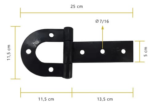 Par De Dobradiça Ferradura Forjada 250mm + Parafuso 3/8