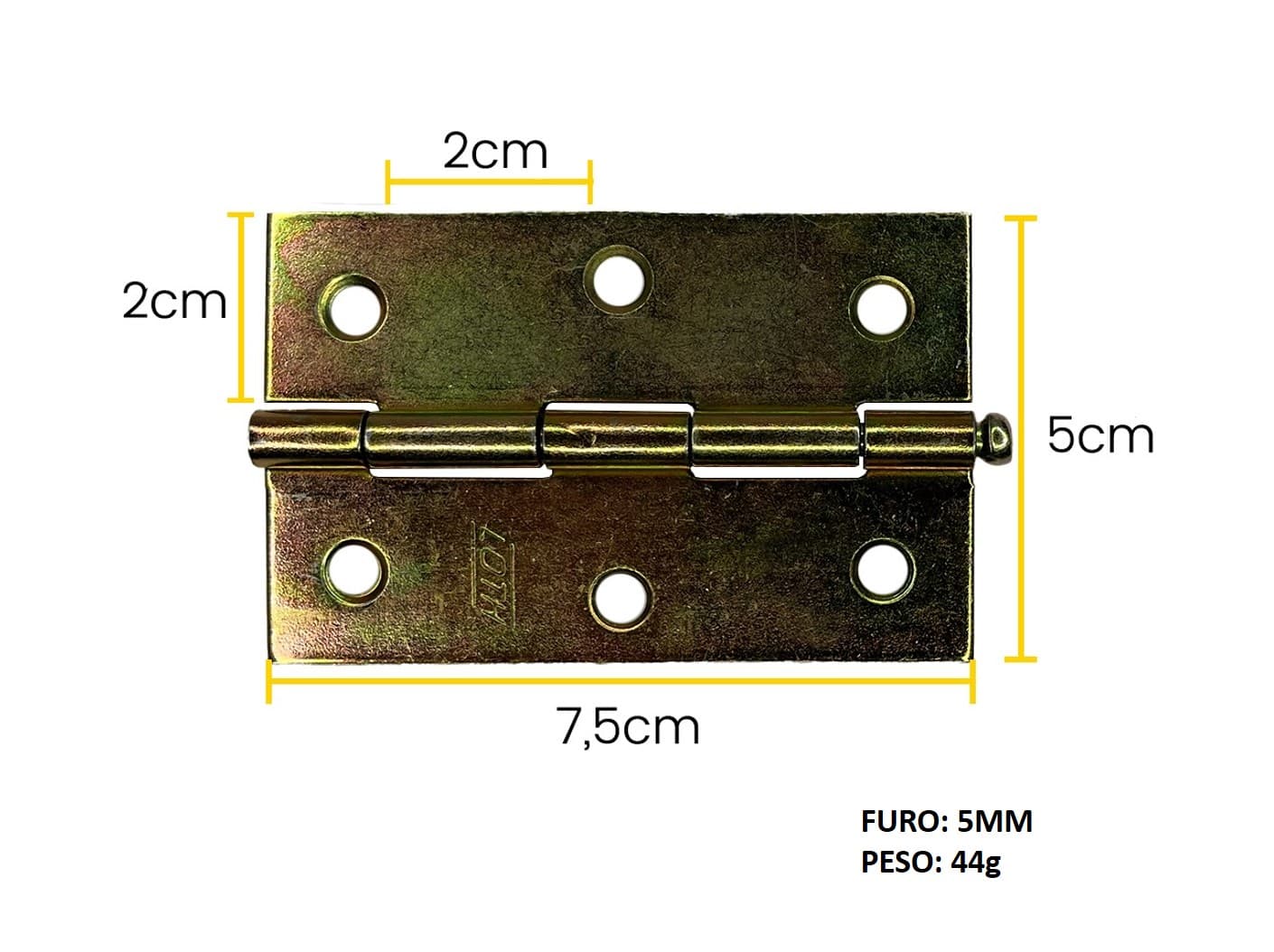 DOBRADIÇA PINO SOLTO BICROMADA 5cm X 7,5 CM LOTH