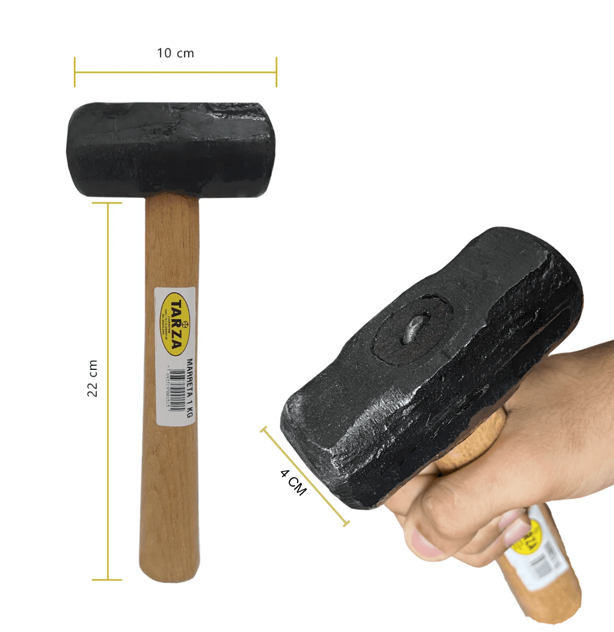 Marreta Forjada 1kg Tarza Com Cabo