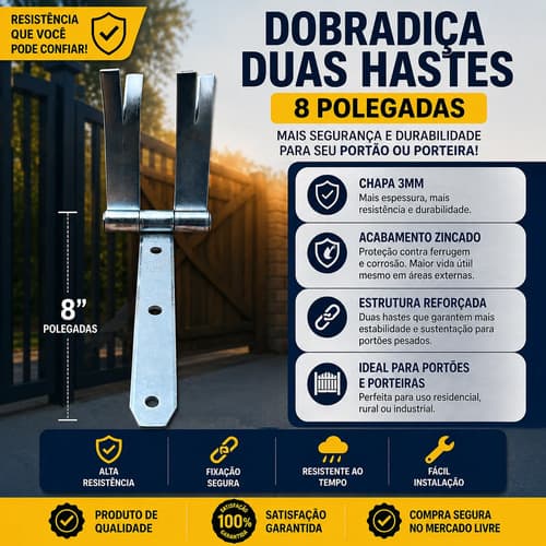 Par De Dobradiça 2 Hastes Para Chumbar 8 Polegadas Loth