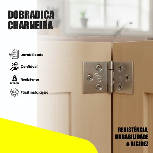 6 Un Dobradiça Quadrada P/ Baú 1,25   3,2cm Loth Galvanizada