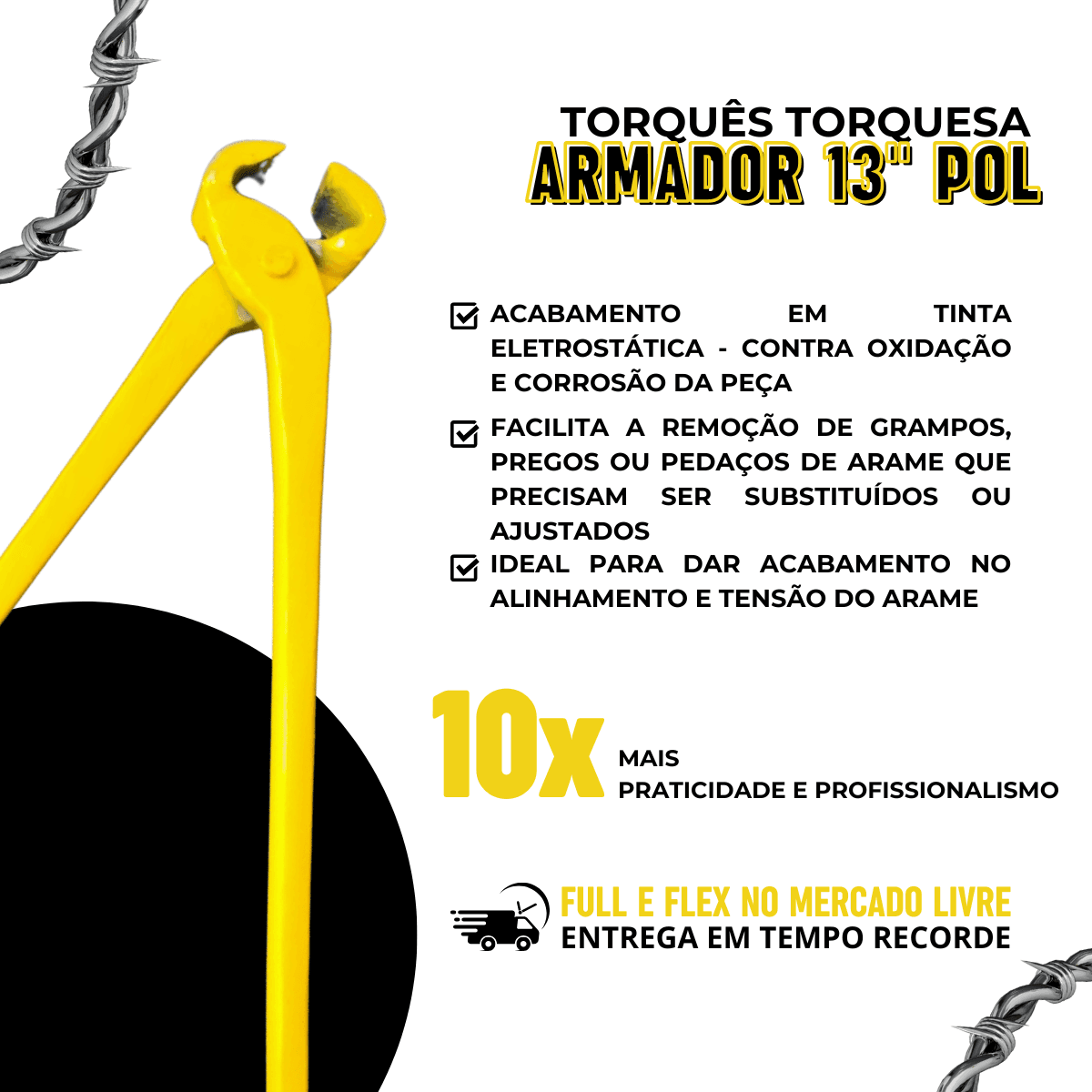 Torques Torquesa De Armador 13" Amarela Cortar Arame Tarza
