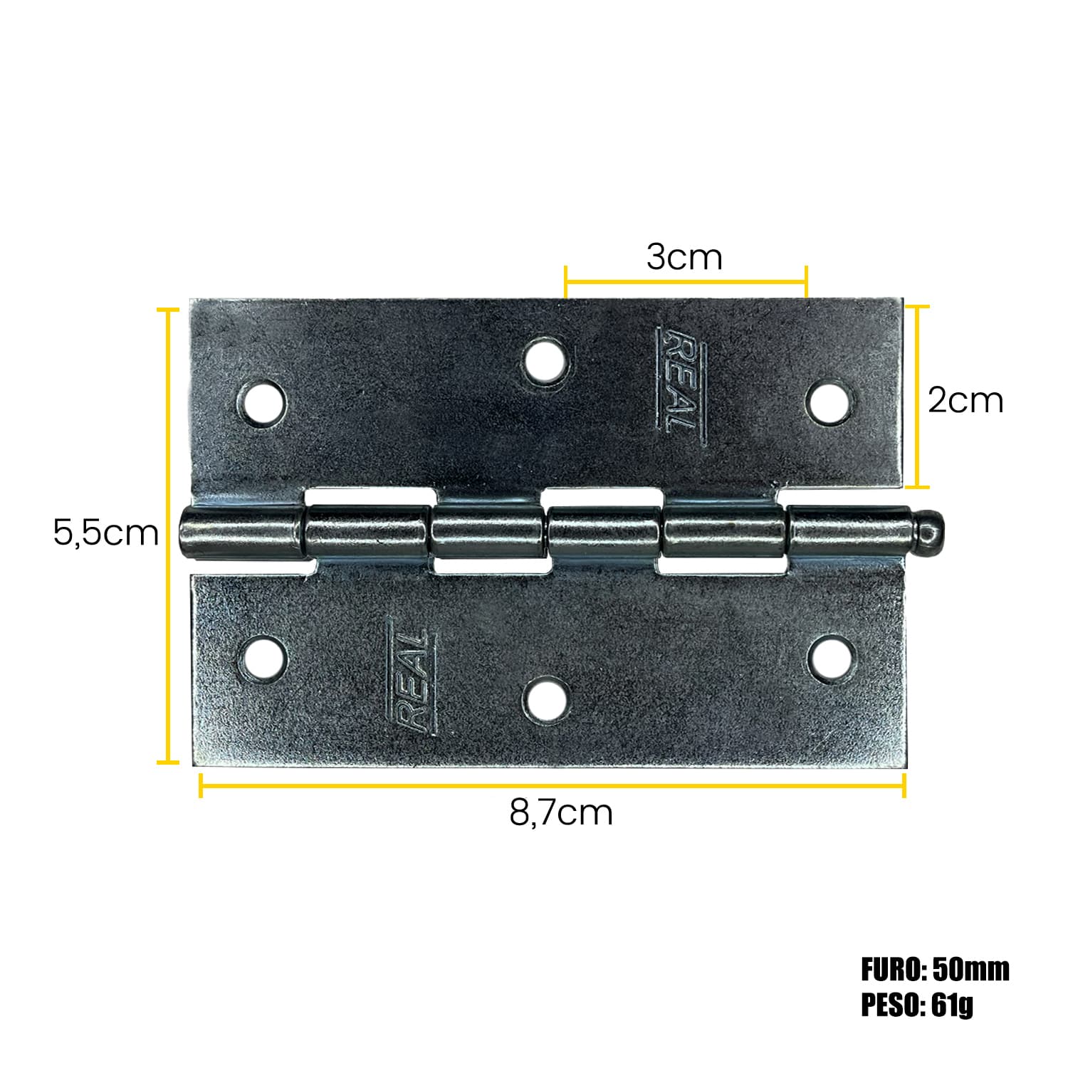 DOBRADIÇA PINO SOLTO 3.5" ZINCADO 5,5 x 8,7cm