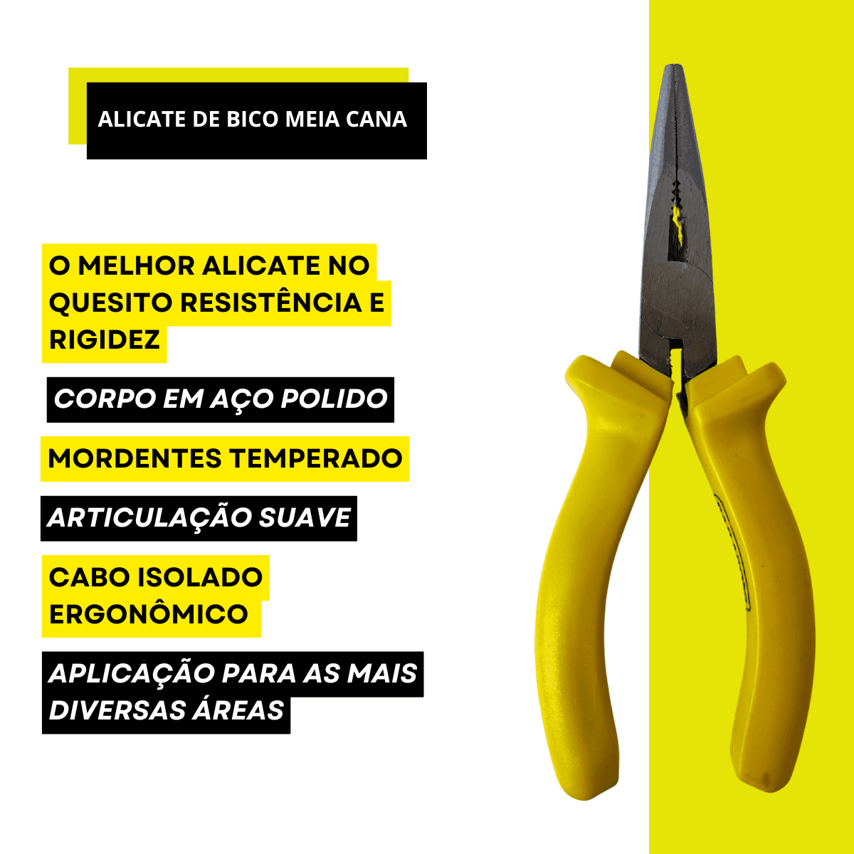 Alicate Bico Meia Cana 6 Polegadas Longo 1000v Profissional