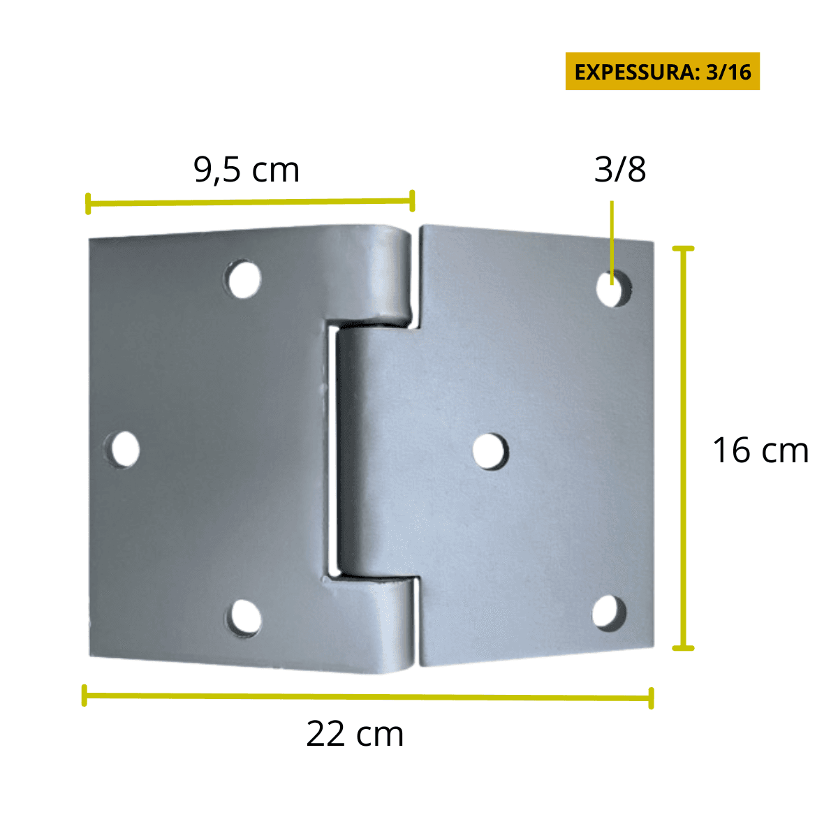 Dobradiça Quadrada Nº 04 Aço Furo 3/8 Tarza