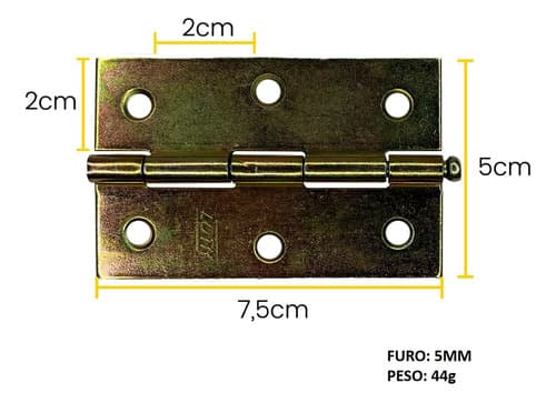 3 Un Dobradiça 3 X2.0 Pino Solto Bicromada + Parafusos