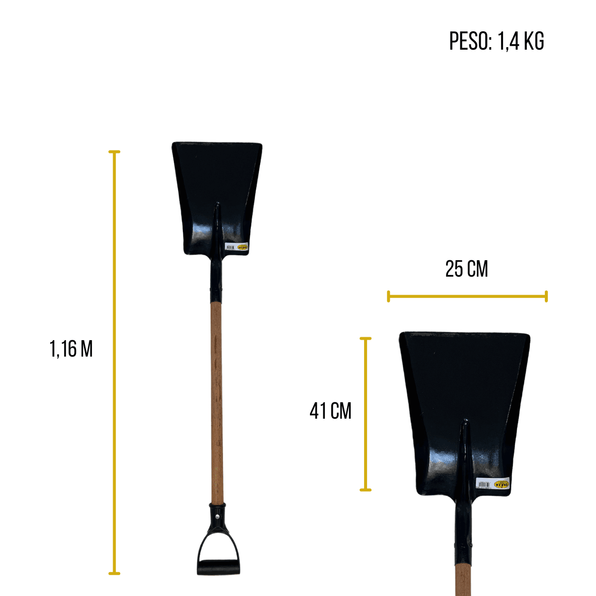 Pá Quadrada Nº3  Aço Forjado  Com Cabo Plástico TARZA