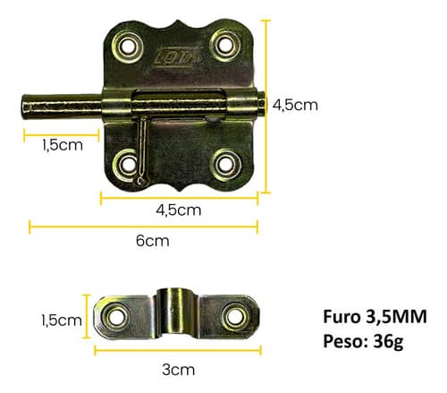 12 Un Tarjeta 2.5 Redondinha Biquinho Bicro C/ Parafusos Dourado