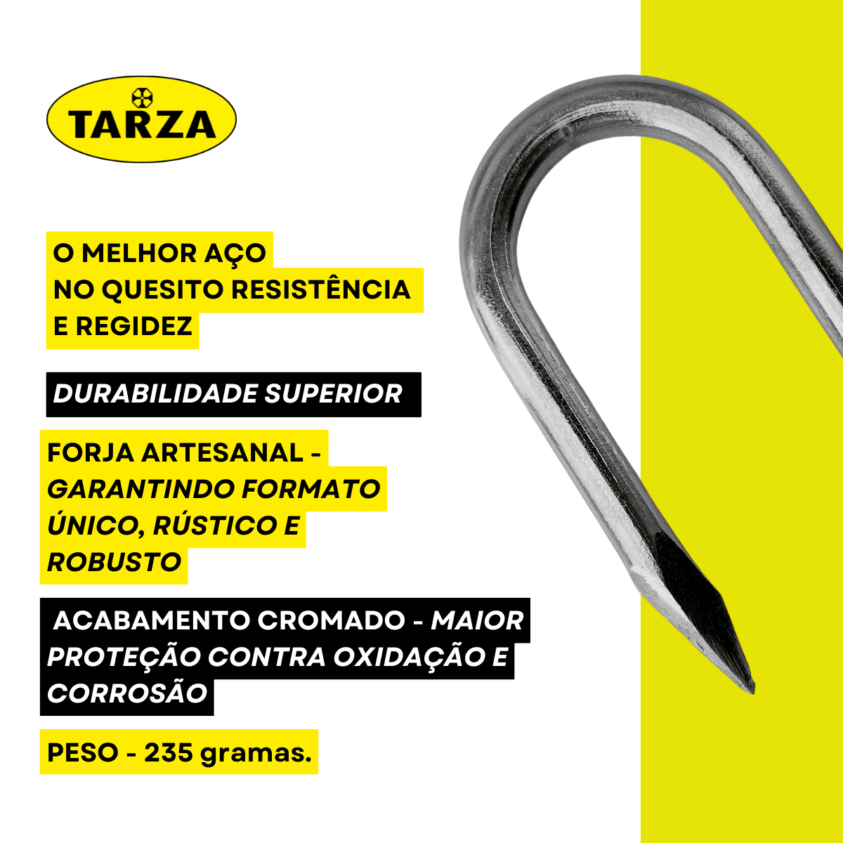 Grampo Tipo Batente U Zincado Porteira Porteira 1/2 X 13 Cm