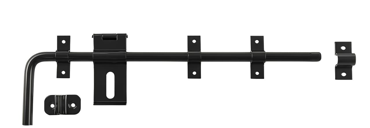 Trinco De Correr Preto Com Alça E Trava Para Cadeado 50 Cm