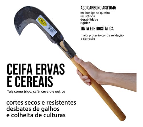 2x Foice Foicinha Roçadeira Poda Colheita Forjada Tarza