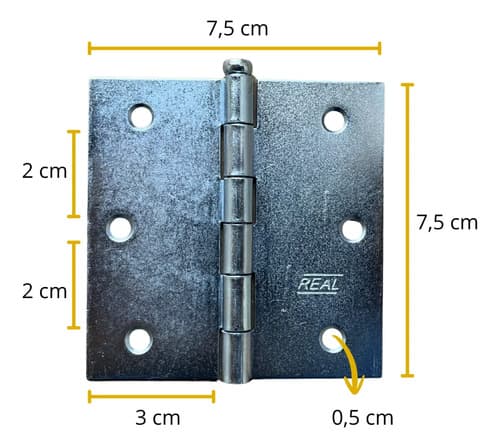 6 Un Dobradiça Loth 3x3,0 Aço Inoxidável Zincada Loth