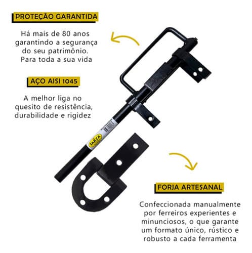 14 Dobradiça De Porteira 140mm + 5 Tranca Metralhadora