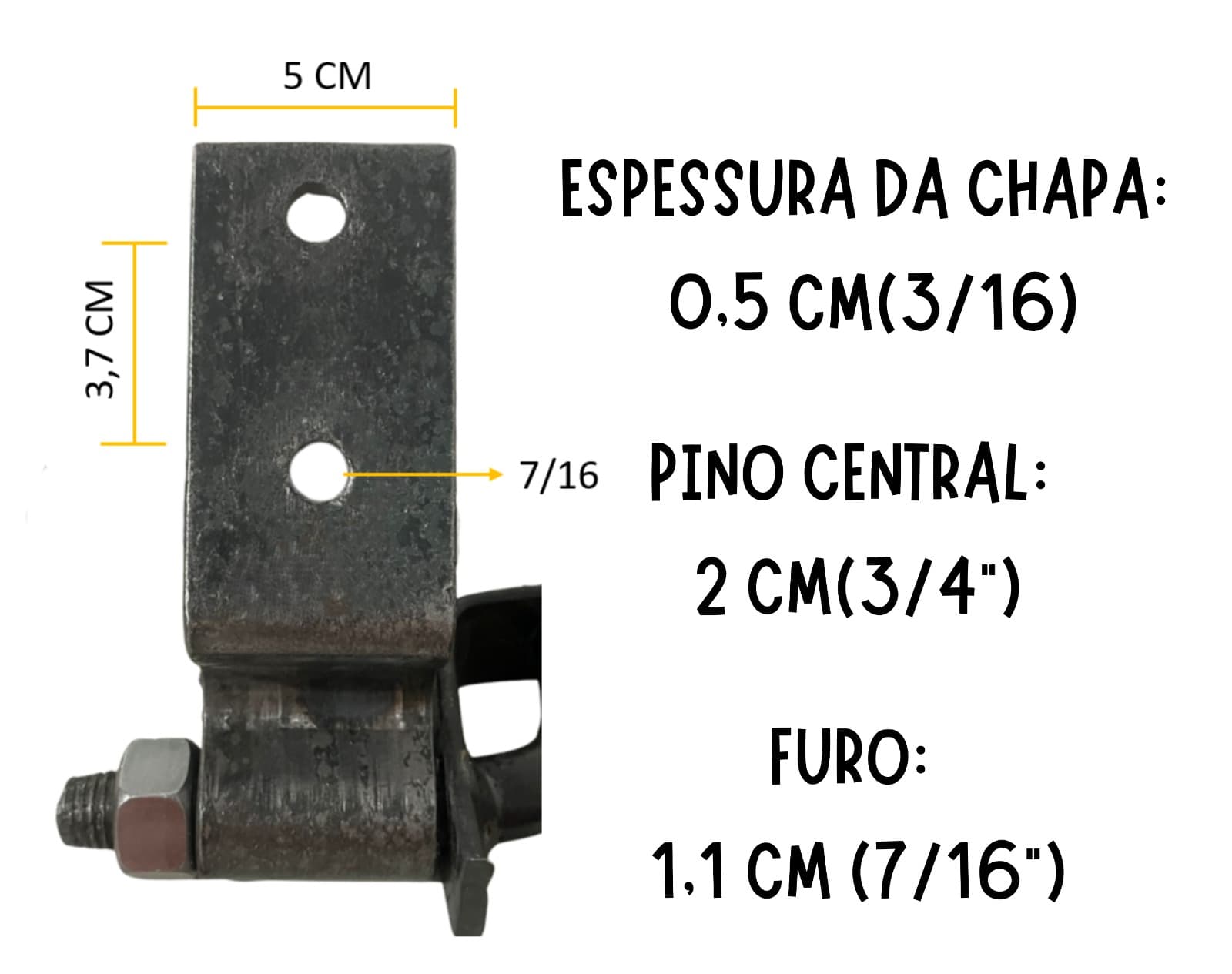 Dobradiça Boca De Lobo Forjada 70mm Tarza
