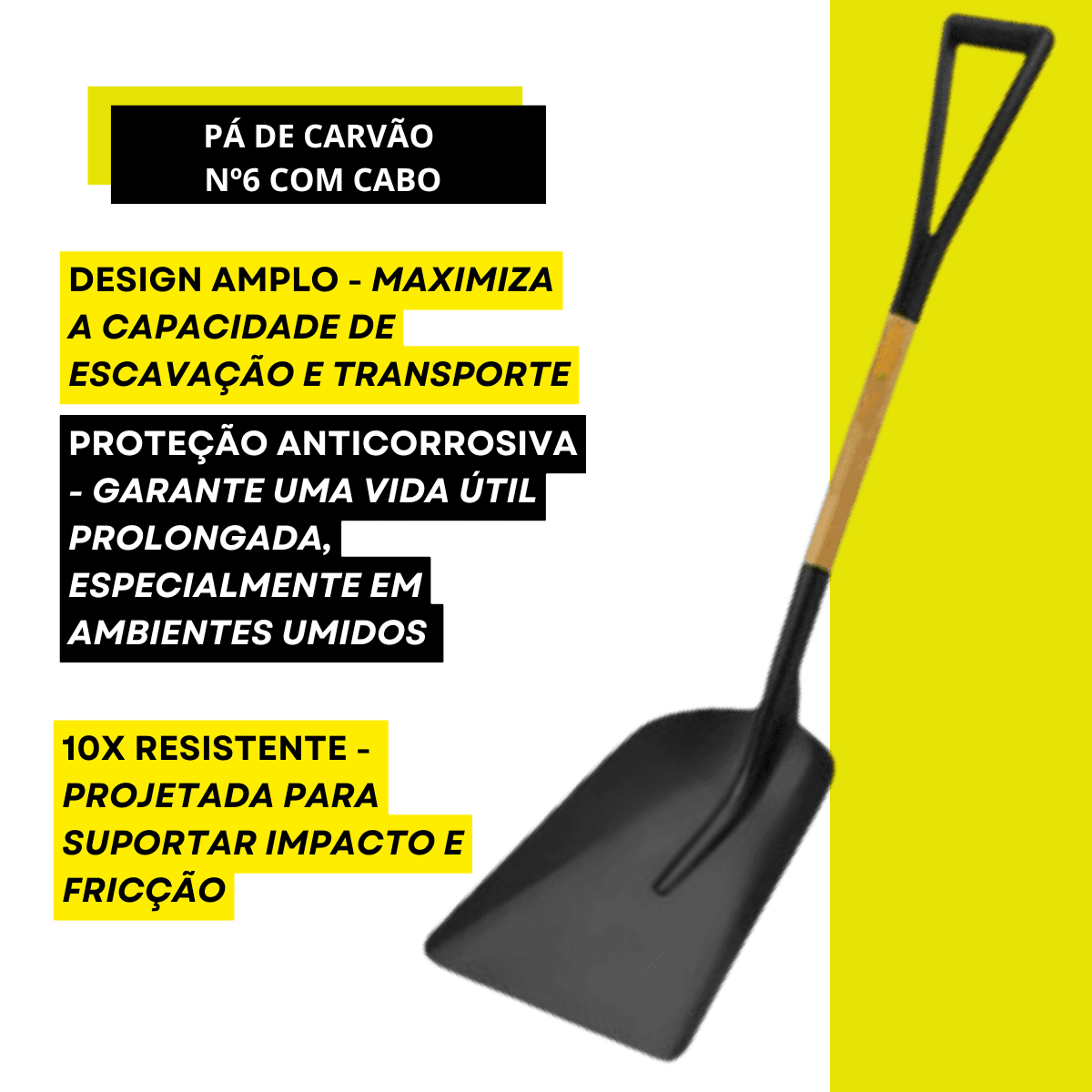 Pá de Carvão Carvoeira Nº 6 Com Cabo Y Profissional TARZA
