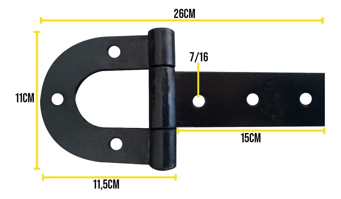 Dobradiça Para Porteira Ferradura Forjada 250mm Tarza